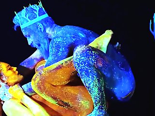 Charli Red fucks a forest god in a glow in the dark night scene - BANG!